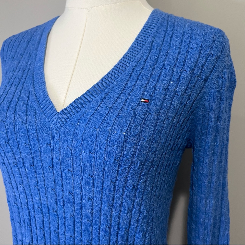 Tommy Hilfiger 100% Cotton Ribbed V-Neck Sweater Size S - Picture 2 of 8